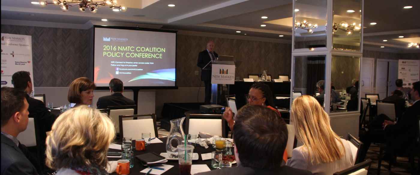 NMTC Coalition President Bob Davenport welcomes attendees to the 2016 Policy Conference